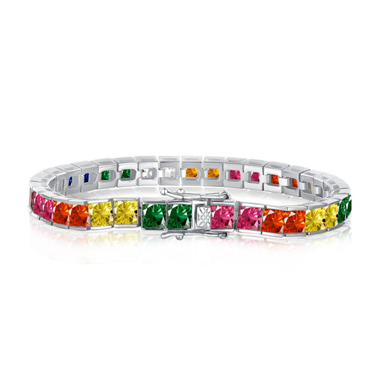 [XXX]Radiant Colorful Princess Cut Tennis Bracelet