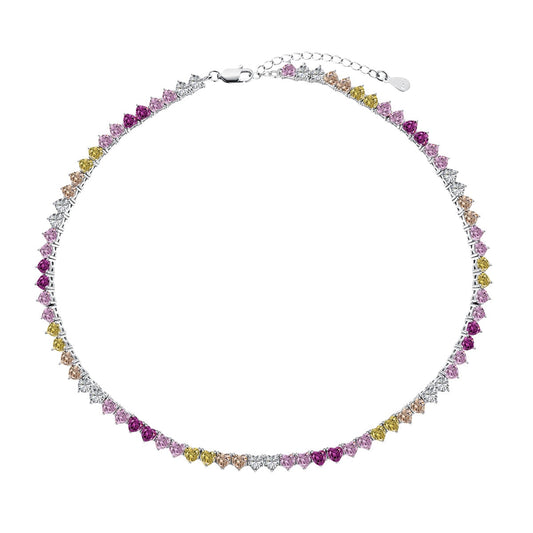 [XXX]Sparkling Colorful Full Heart Tennis Necklace