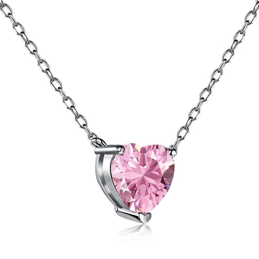 [XXX]Heart Shape Main Stone Pendant Collarbone Necklace