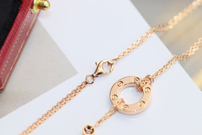 [Grace Jewelry]LOVE NECKLACE ADJUSTABLE ROSE GOLD 2 DIAMOND