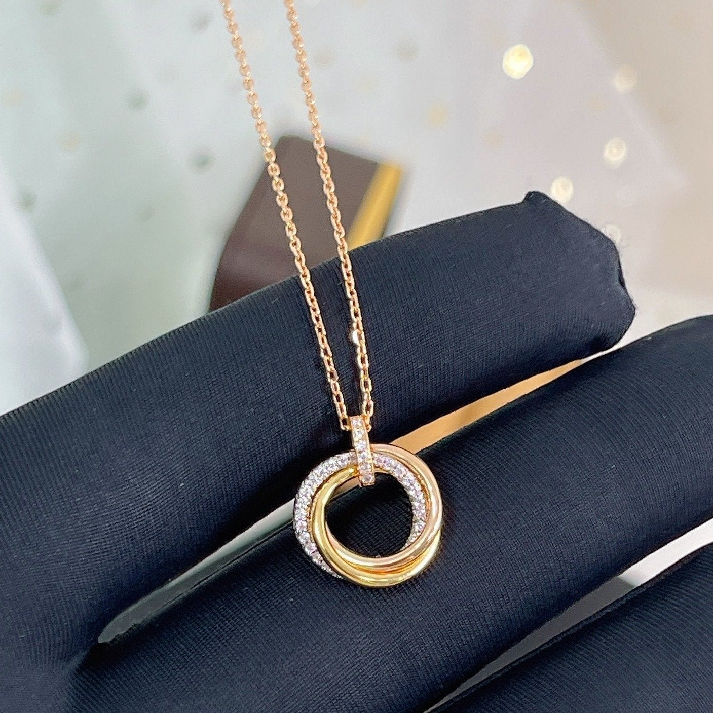 [Grace Jewelry]TRINITY NECKLACE SILVER GOLD PINK GOLD DIAMONDS