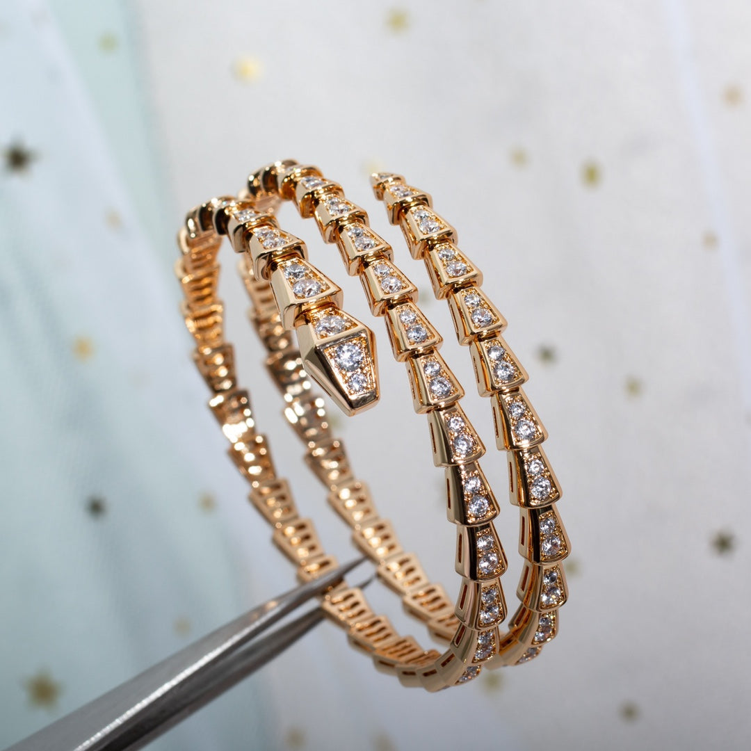 [Grace Jewelry]SERPENTI BRACELET PINK GOLD DIAMOND DOUBLE ROW