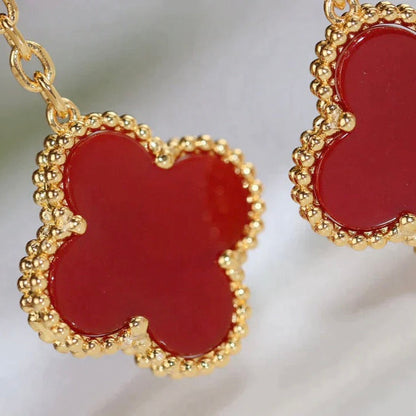 [Grace Jewelry]CLOVER  2 MOTIF  TIGER EYE CARNELIAN EARRINGS