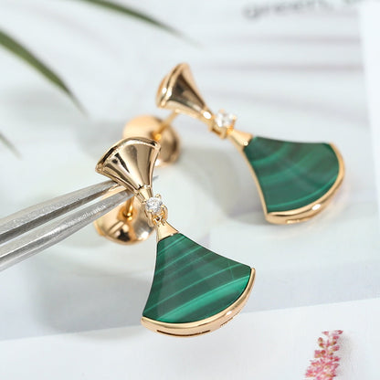 [Grace Jewelry]DREAM MALACHITE PINK GOLD EARRINGS