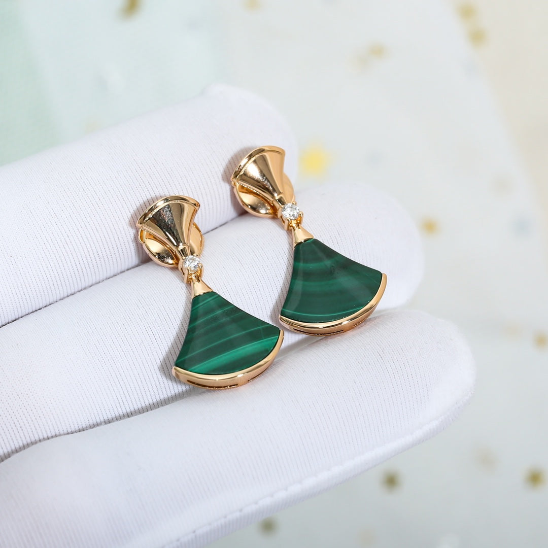 [Grace Jewelry]DREAM MALACHITE PINK GOLD EARRINGS