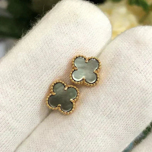 [Grace Jewelry]CLOVER MINI 9.5MM GRAY MOP EARRINGS