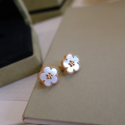 [Grace Jewelry]LUCKY PINK GOLD WHITE MOP EARRINGS