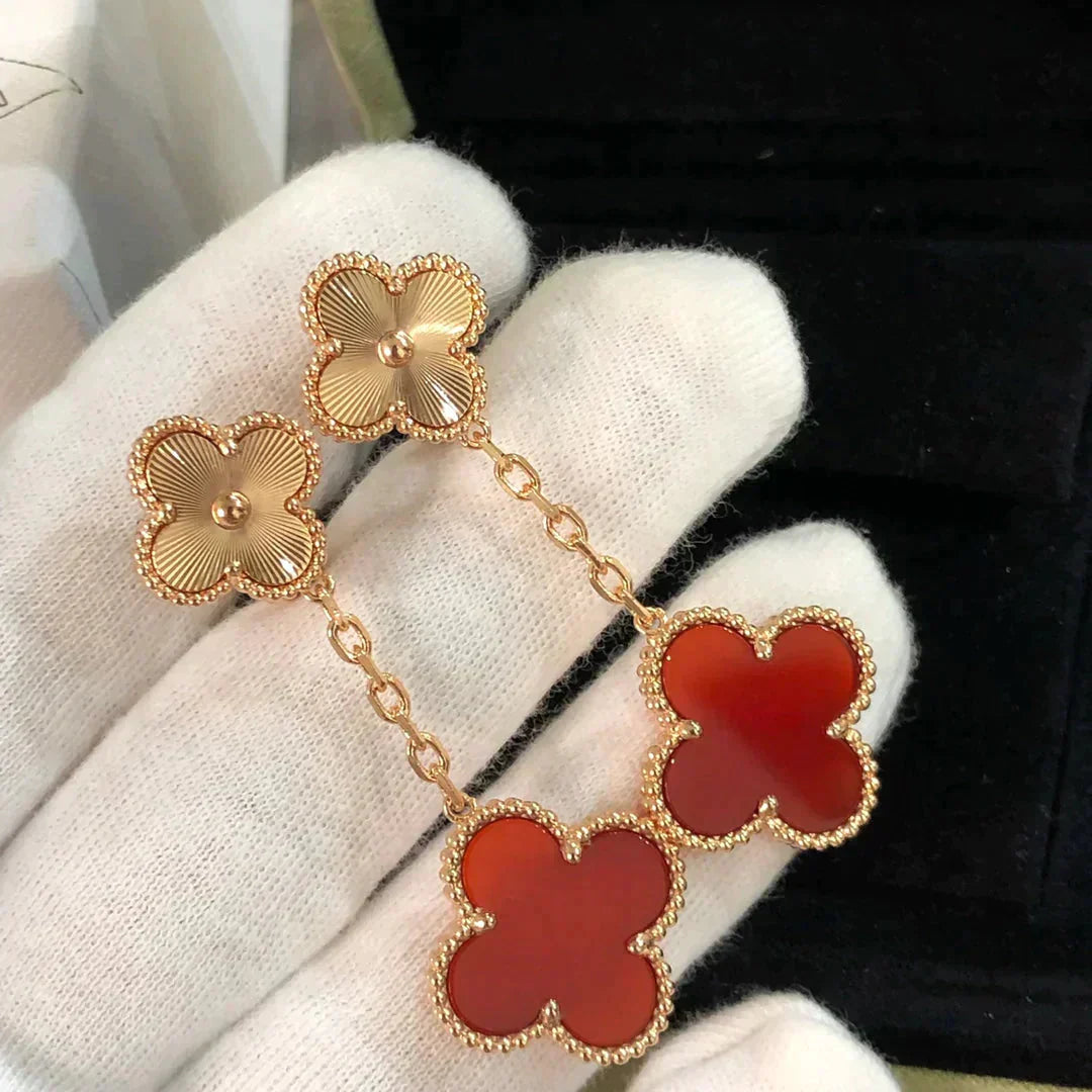 [Grace Jewelry]CLOVER 2 MOTIF  LASER CARNELIAN EARRINGS