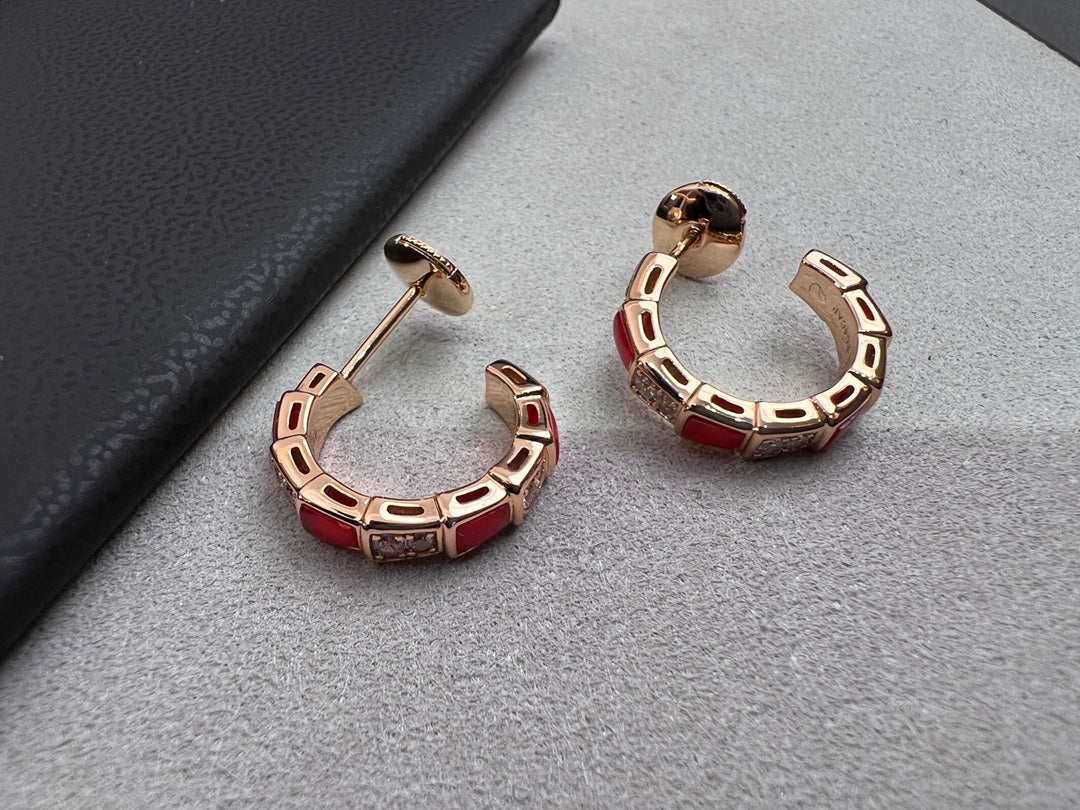 [Grace Jewelry]SERPENTI CARNELIAN PINK GOLD EARRINGS