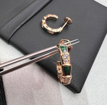 [Grace Jewelry]SERPENTI MALACHITE PINK GOLD EARRINGS