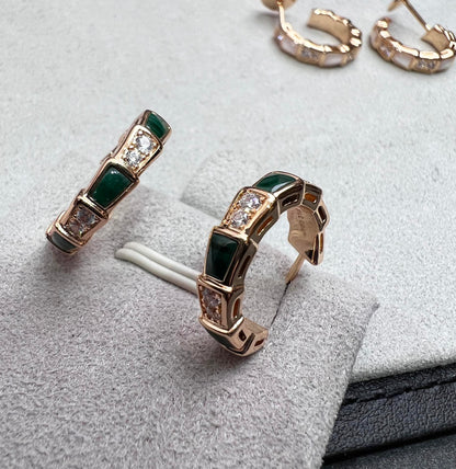 [Grace Jewelry]SERPENTI MALACHITE PINK GOLD EARRINGS