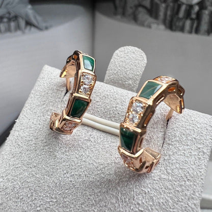 [Grace Jewelry]SERPENTI MALACHITE PINK GOLD EARRINGS