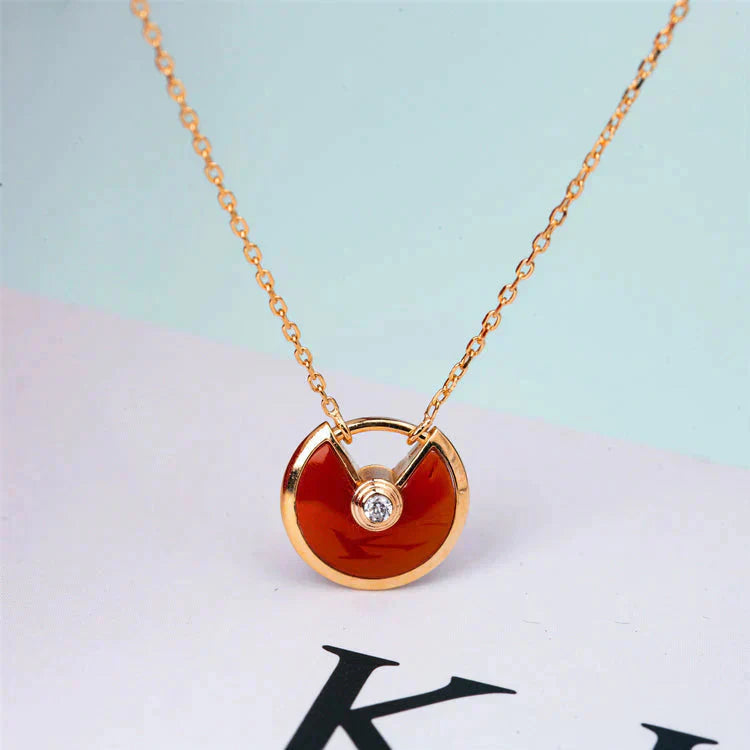 [Grace Jewelry]AMULETTE GOLD CARNELIAN ONYX NECKLACE