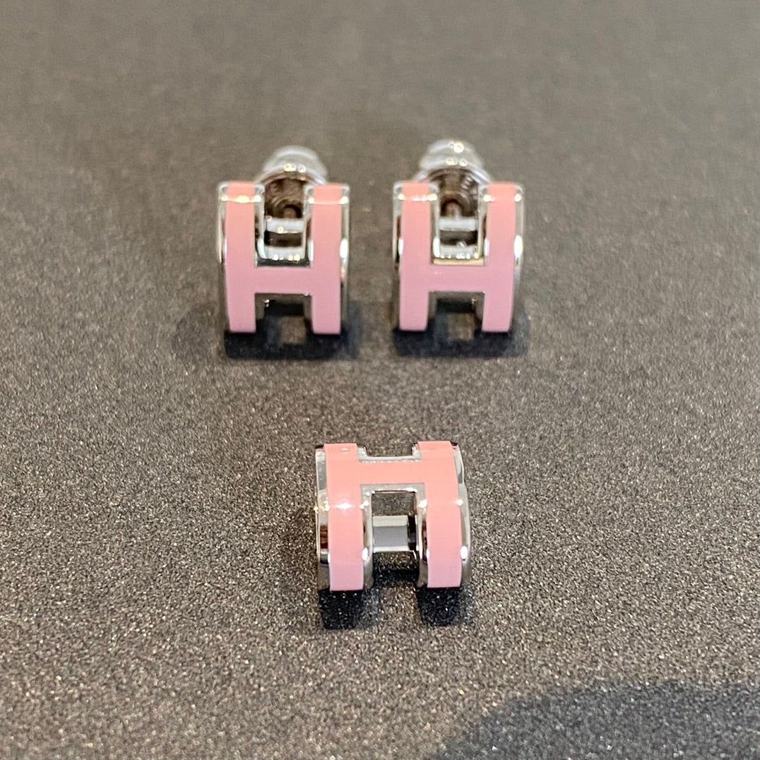 [Grace Jewelry]MINI POP H SILVER EARRINGS PINK