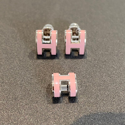 [Grace Jewelry]MINI POP H SILVER EARRINGS PINK