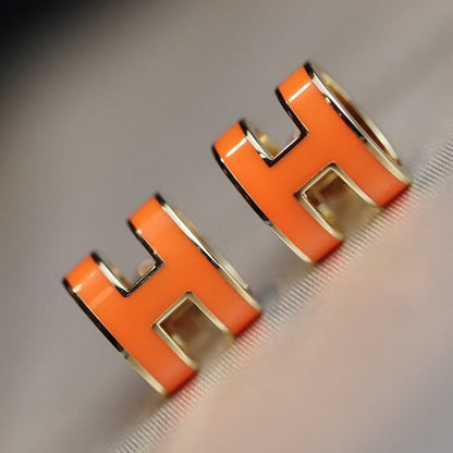 [Grace Jewelry]MINI POP H EARRINGS ORANGE