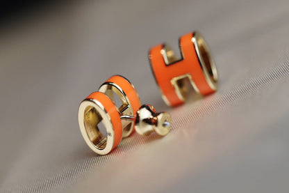 [Grace Jewelry]MINI POP H EARRINGS ORANGE