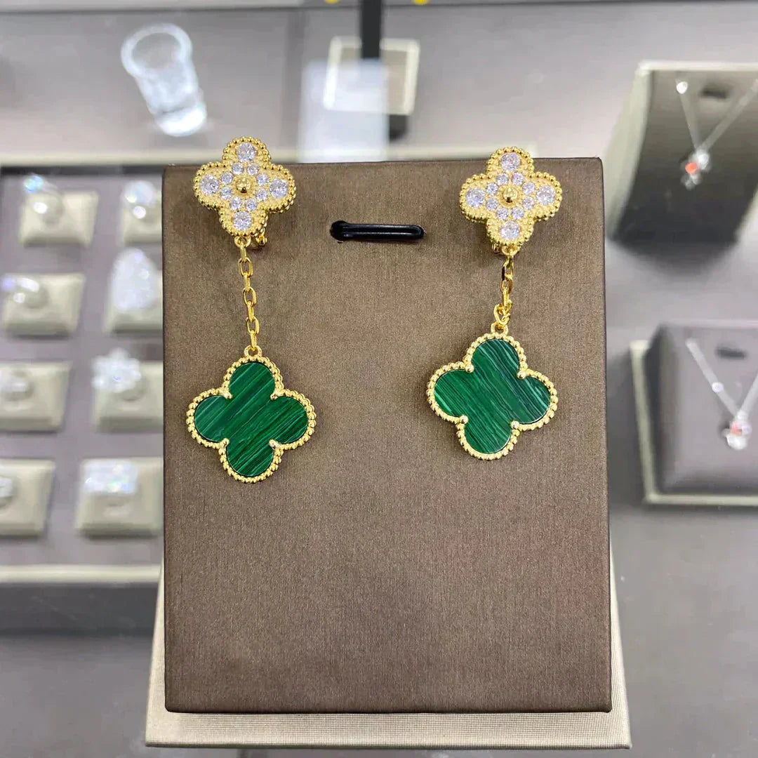 [Grace Jewelry]CLOVER  2 MOTIFS  DIAMOND  EARRINGS (MULTIPLE CHOICESç´