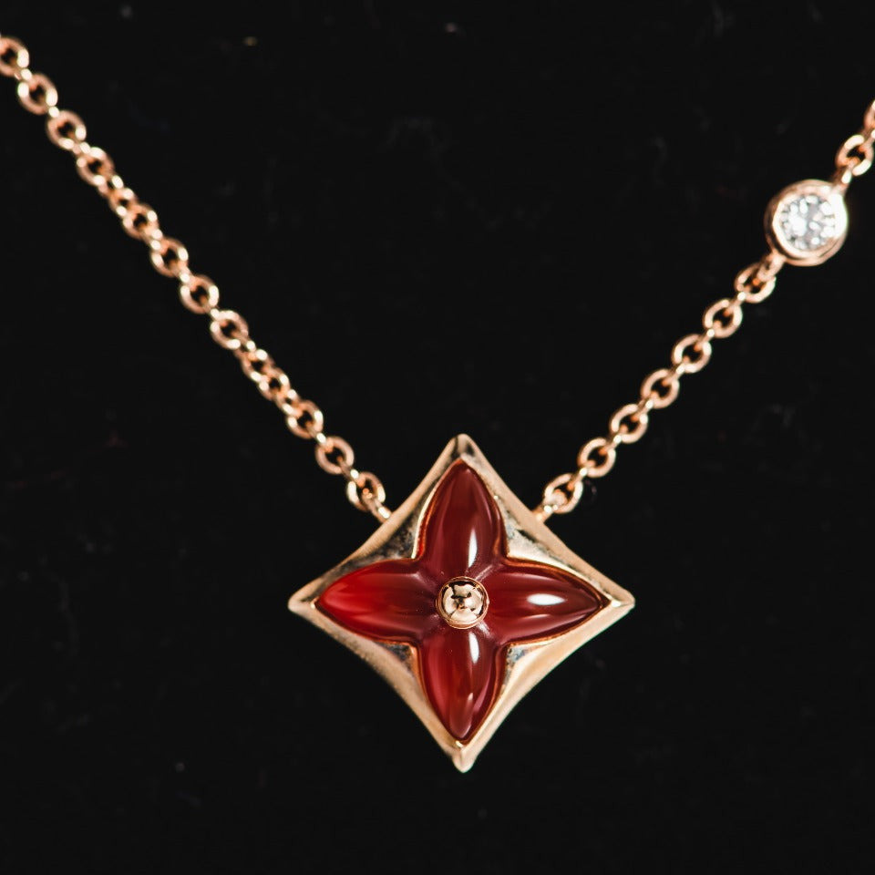 [Grace Jewelry]STAR NECKLACE PINK GOLD 1 DIAMOND