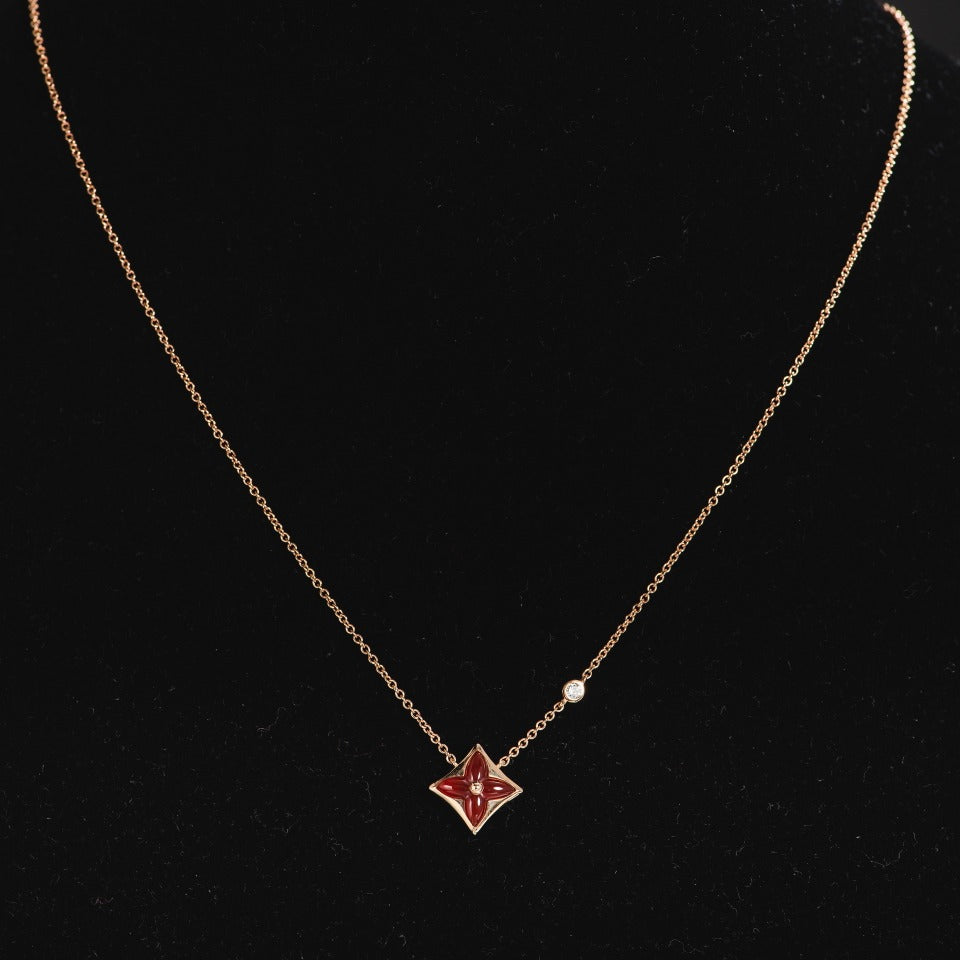 [Grace Jewelry]STAR NECKLACE PINK GOLD 1 DIAMOND