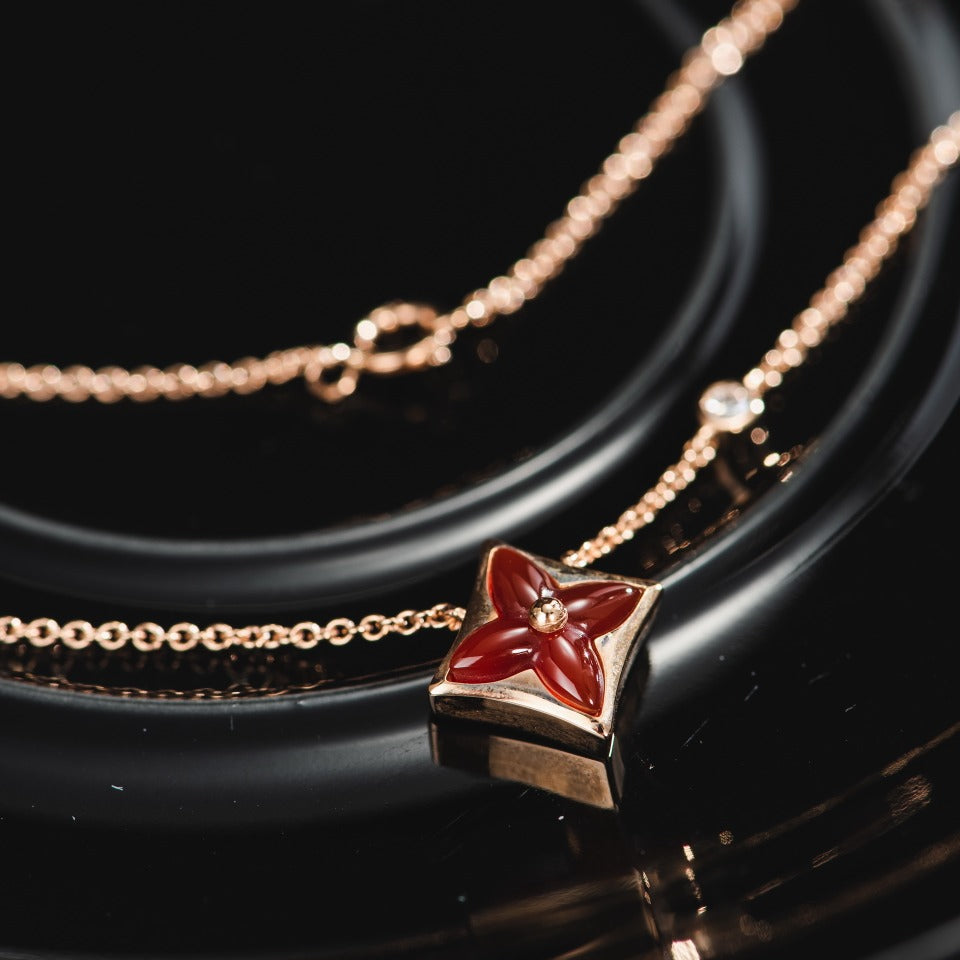 [Grace Jewelry]STAR NECKLACE PINK GOLD 1 DIAMOND