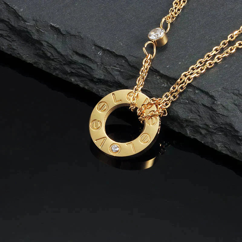 [Grace Jewelry]LOVE NECKLACE 16MM 2 DIAMONDS