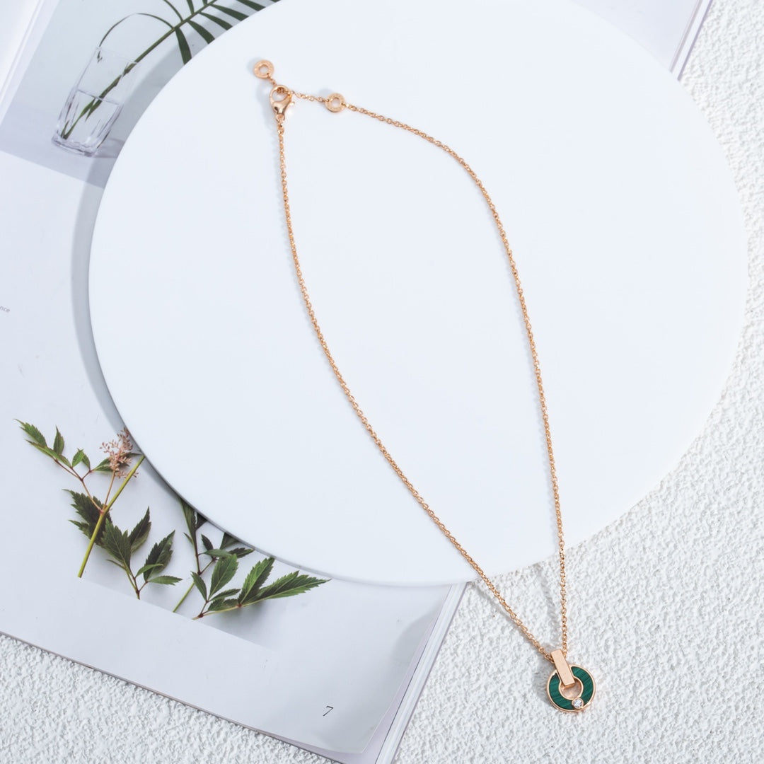 [Grace Jewelry]GARI NECKLACE PINK GOLD MALACHITE