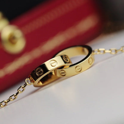 [Grace Jewelry]LOVE NECKLACE DOUBLE RING GOLD