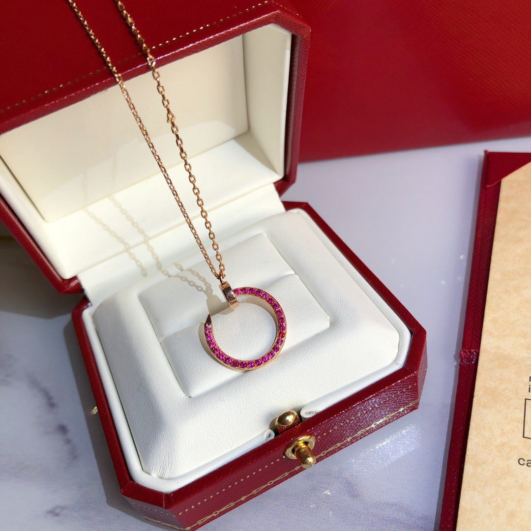 [Grace Jewelry]JUSTE NECKLACE PINK GOLD RED DIAMONDS