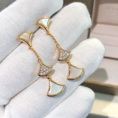 [Grace Jewelry]DREAM EARRINGS 3 MOTIFS DIAMOND MOP PINK GOLD