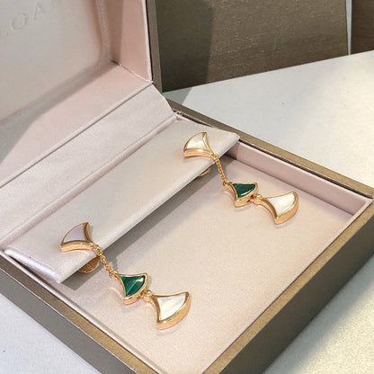 [Grace Jewelry]DREAM EARRINGS 3 MOTIFS MALACHITE MOP PINK GOLD