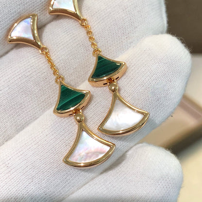 [Grace Jewelry]DREAM EARRINGS 3 MOTIFS MALACHITE MOP PINK GOLD