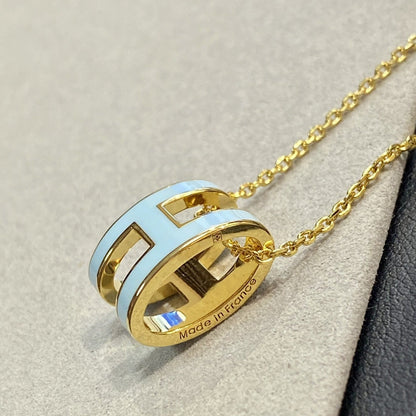 [Grace Jewelry]POP H LIGHT BLUE NECKLACE