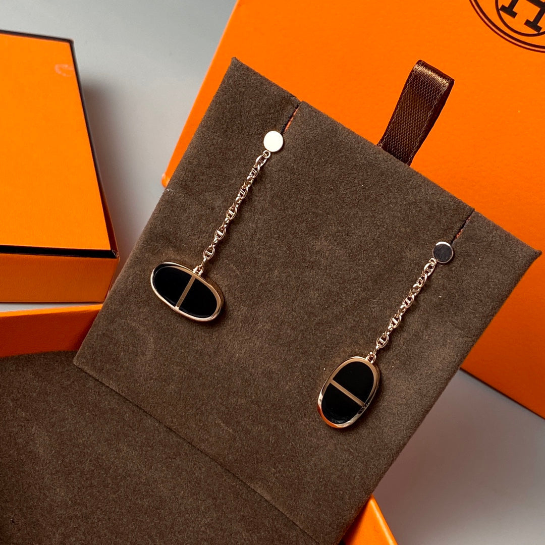 [Grace Jewelry]CHAINE VERSO BLACK CERAMIC EARRINGS