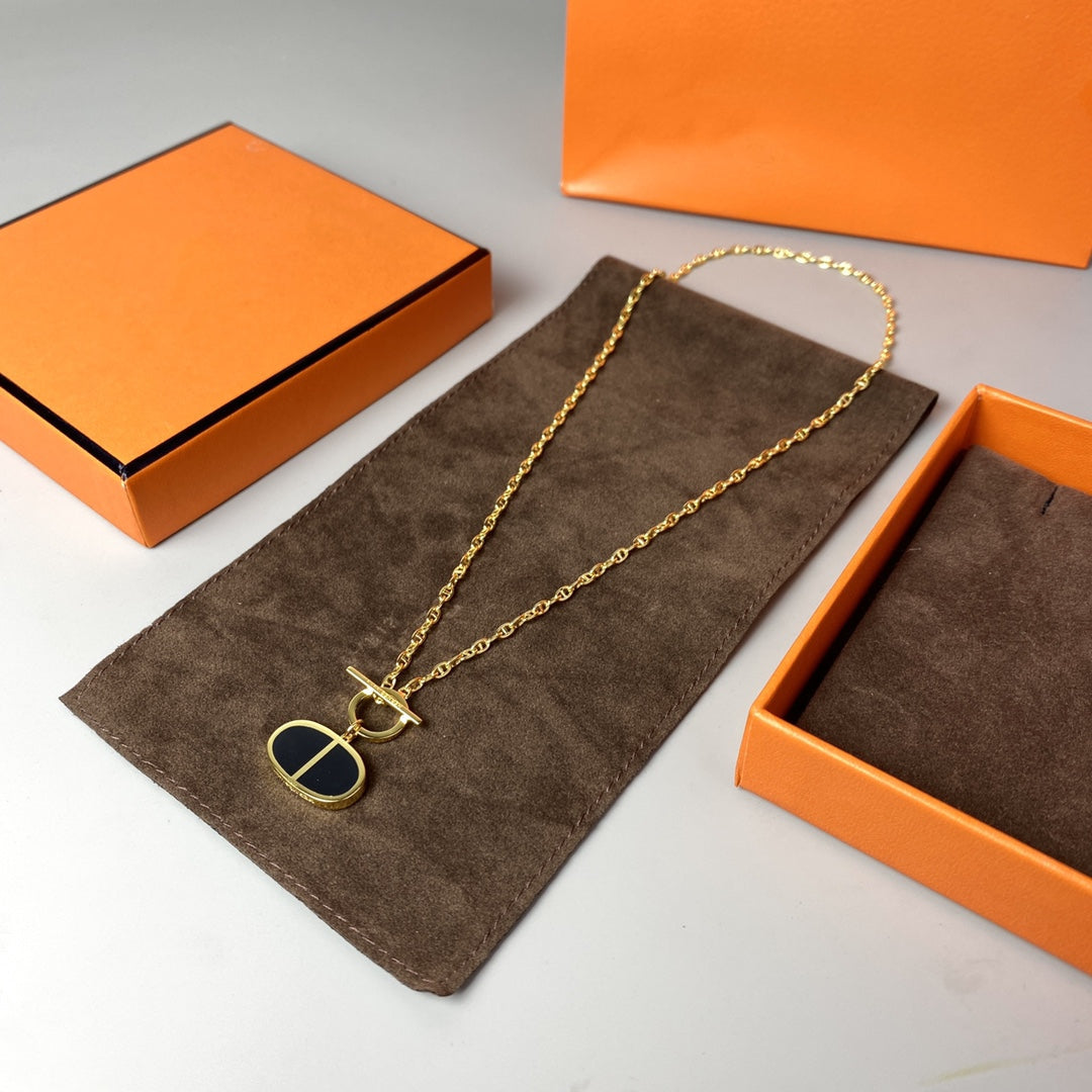 [Grace Jewelry]CHAINE VERSO BLACK CERAMIC NECKLACE