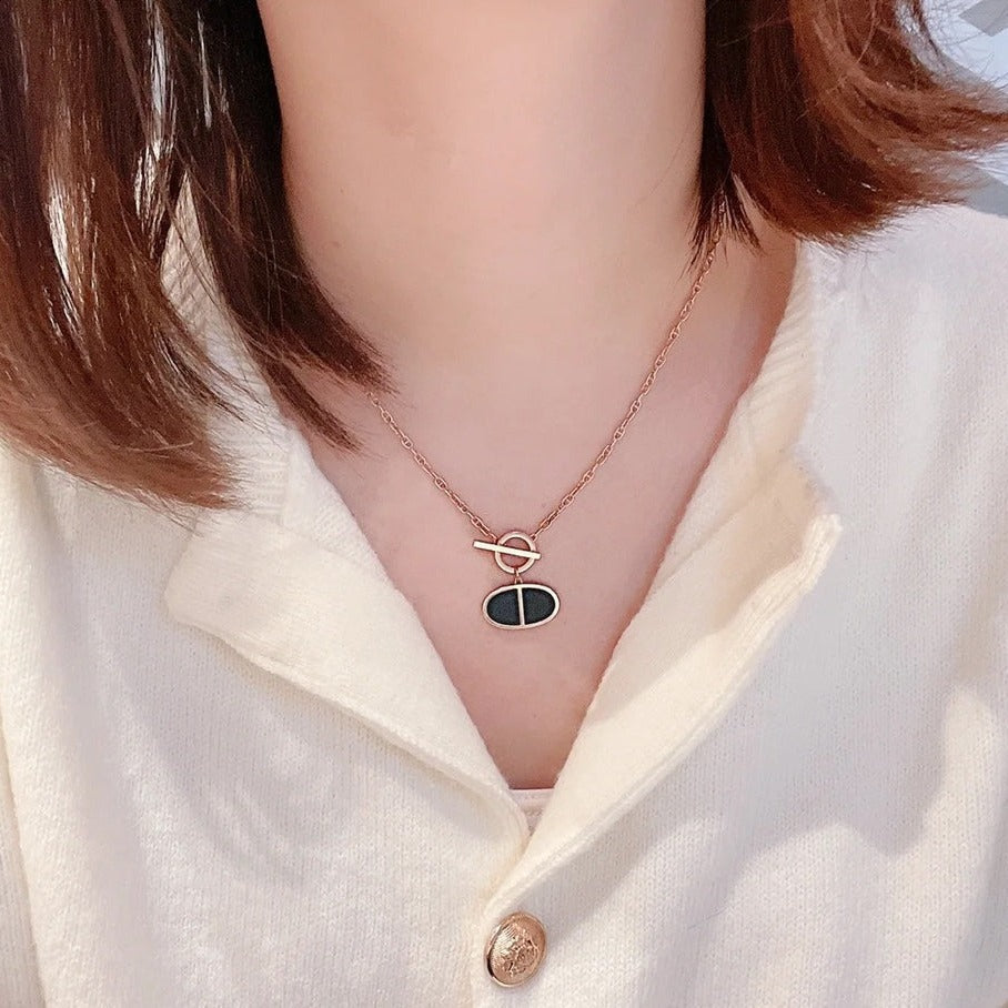 [Grace Jewelry]CHAINE VERSO BLACK CERAMIC NECKLACE