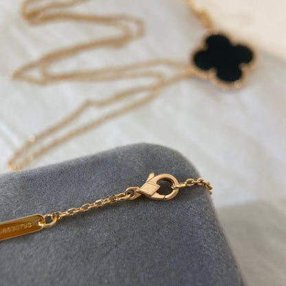 [Grace Jewelry]CLOVER 25MM NECKLACE GOLD ONYX