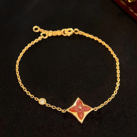 [Grace Jewelry]COLOR STAR CARNELIAN PINK GOLD DIAMOND BRACELET