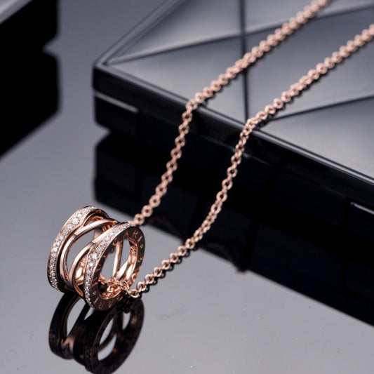 [Grace Jewelry]ZERO 1 PINK GOLD DIAMOND OPEN NECKLACE