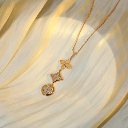 [Grace Jewelry]STAR AND SUN DIAMOND PINK GOLD NECKLACE