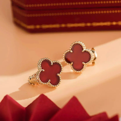 [Grace Jewelry]CLOVER MEDIUM 1 MOTIFS CARNELIAN  EARRINGS