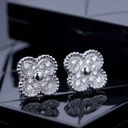 [Grace Jewelry]CLOVER 1 MOTIFS DIAMOND STUD EARRINGS SILVER