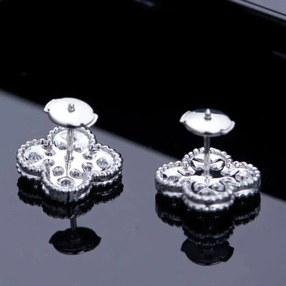 [Grace Jewelry]CLOVER 1 MOTIFS DIAMOND STUD EARRINGS SILVER