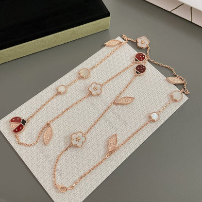 [Grace Jewelry]LUCKY SPRING 15 MOTIFS ROSE GOLD NECKLACE