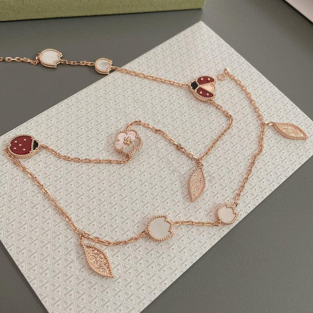 [Grace Jewelry]LUCKY SPRING 15 MOTIFS ROSE GOLD NECKLACE