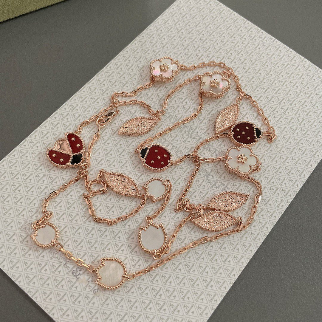 [Grace Jewelry]LUCKY SPRING 15 MOTIFS ROSE GOLD NECKLACE