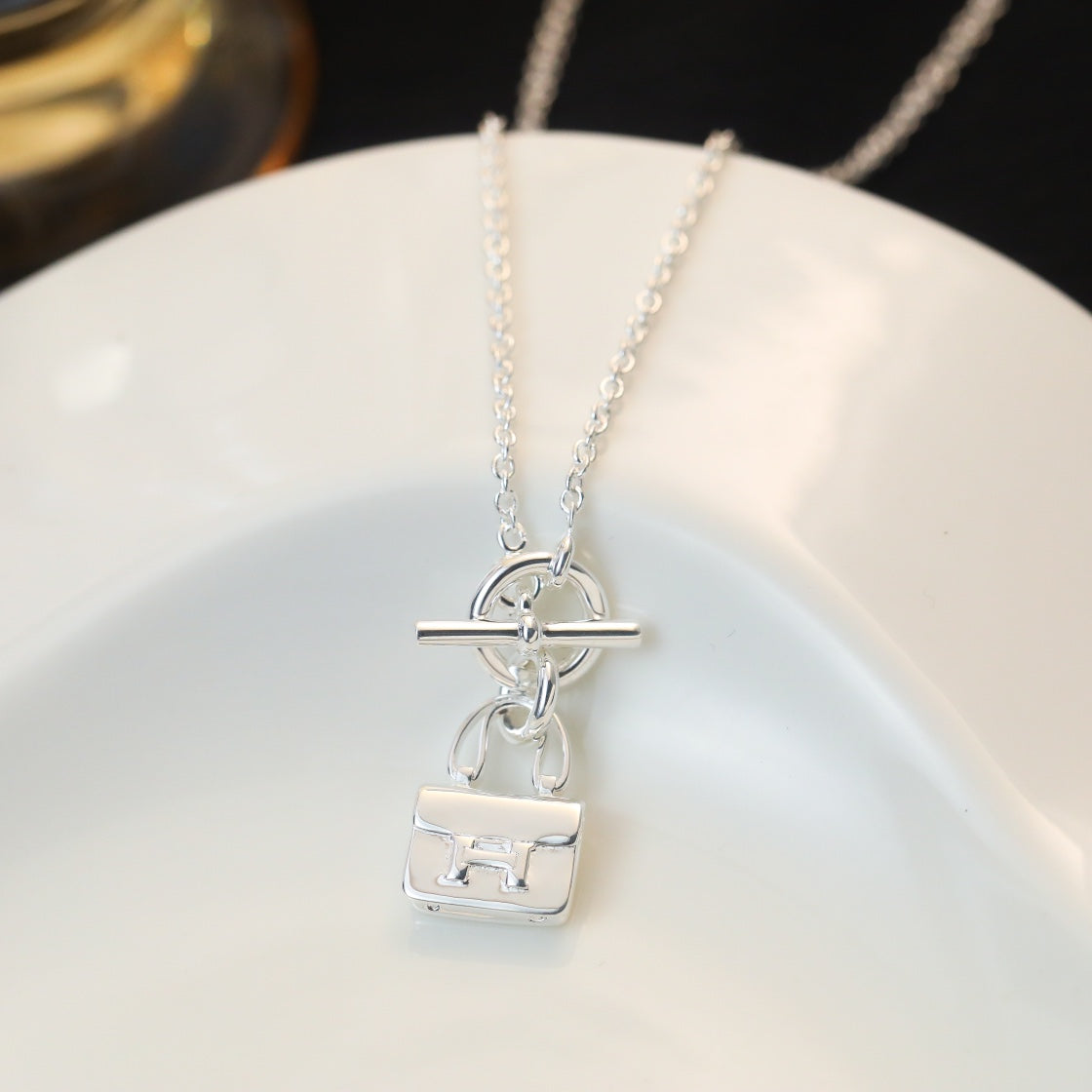 [Grace Jewelry]POP H PEDANT SILVER NECKLACE