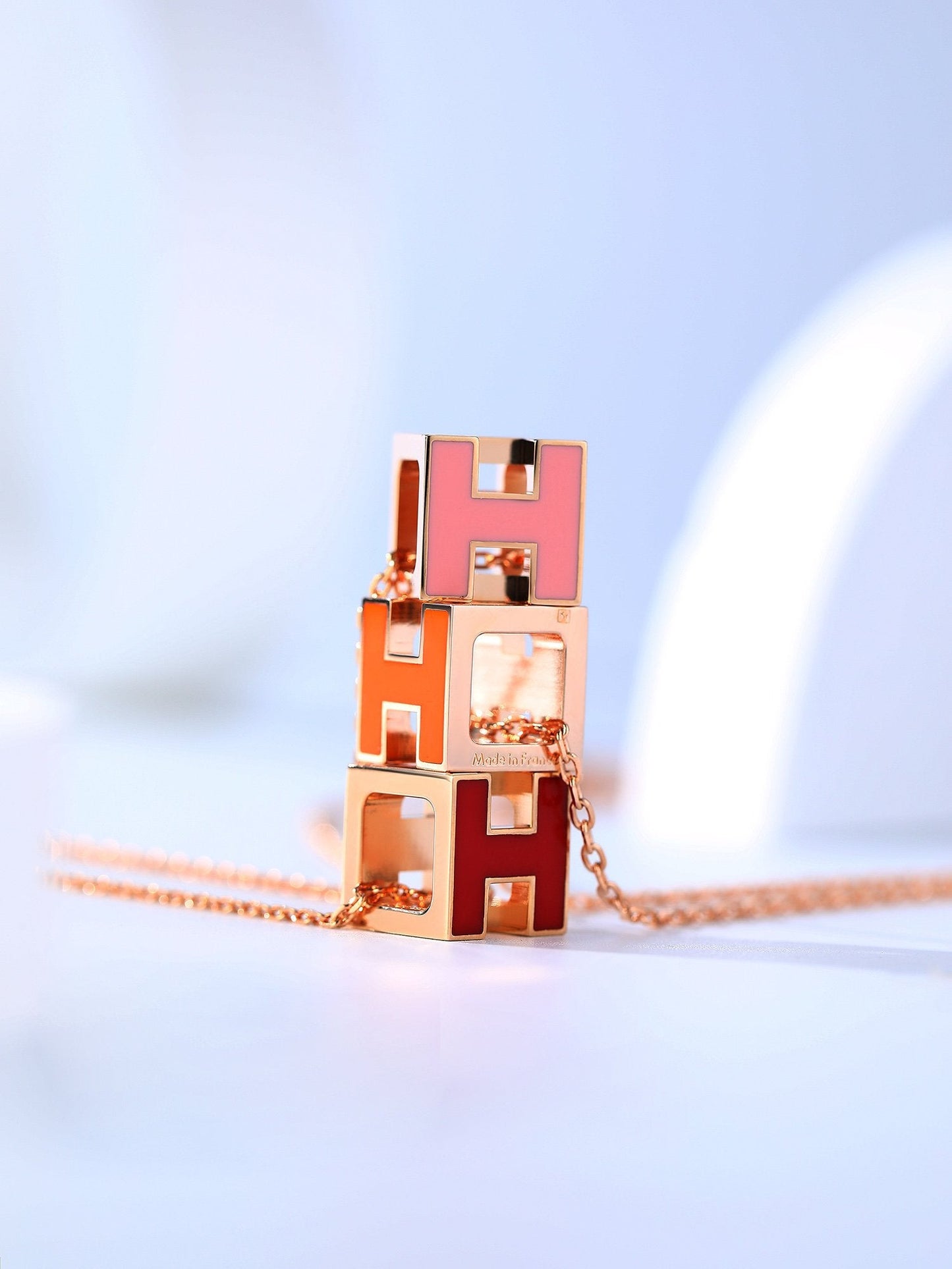 [Grace Jewelry]H CAGE PINK GOLD NECKLACE