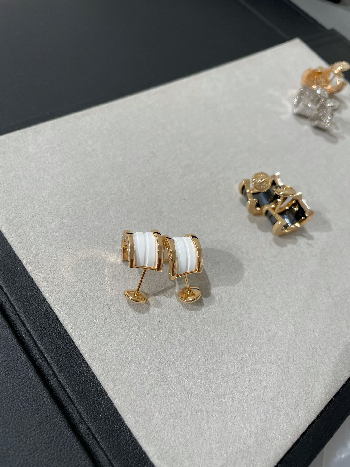 [Grace Jewelry]ZERO 1 PINK GOLD CERAMIC EARRINGS