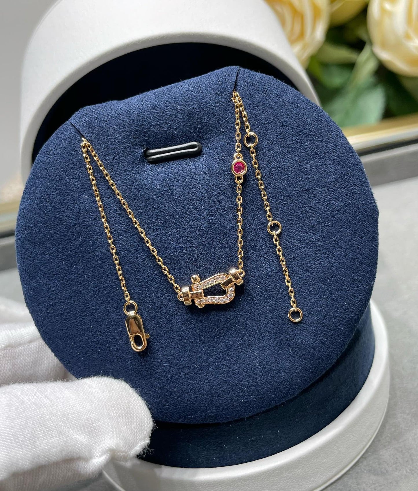 [Grace Jewelry]FORCE 10 DIAMOND PINK GOLD NECKLACE